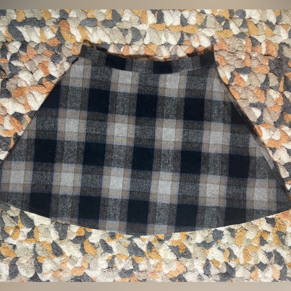 More To Come Plaid A-Line Mini Skirt in Black and Gray